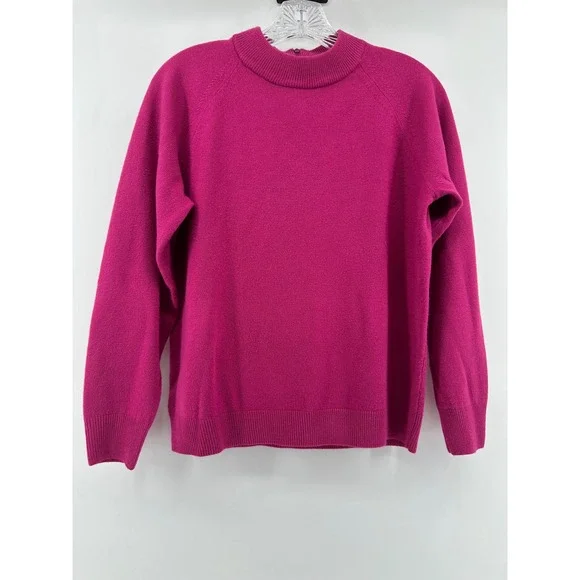Karen Scott Pink Romantic Med Mock Neck Back Zip Knit Sweater Preppy Old Money - Picture 3 of 16